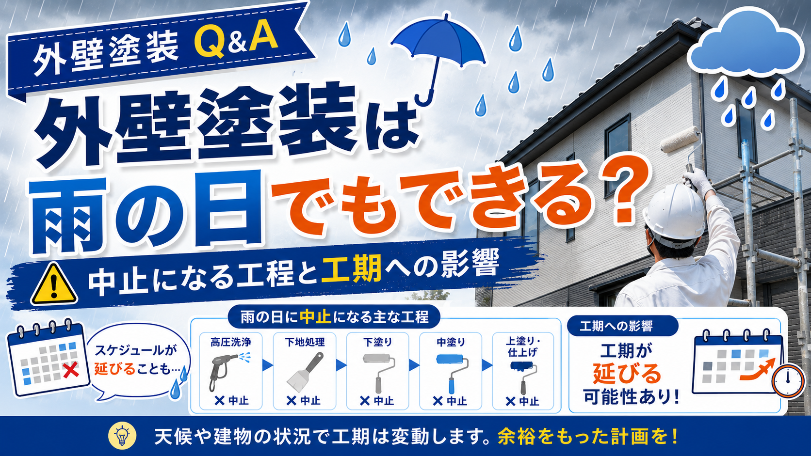 外壁塗装は雨の日でもできる？