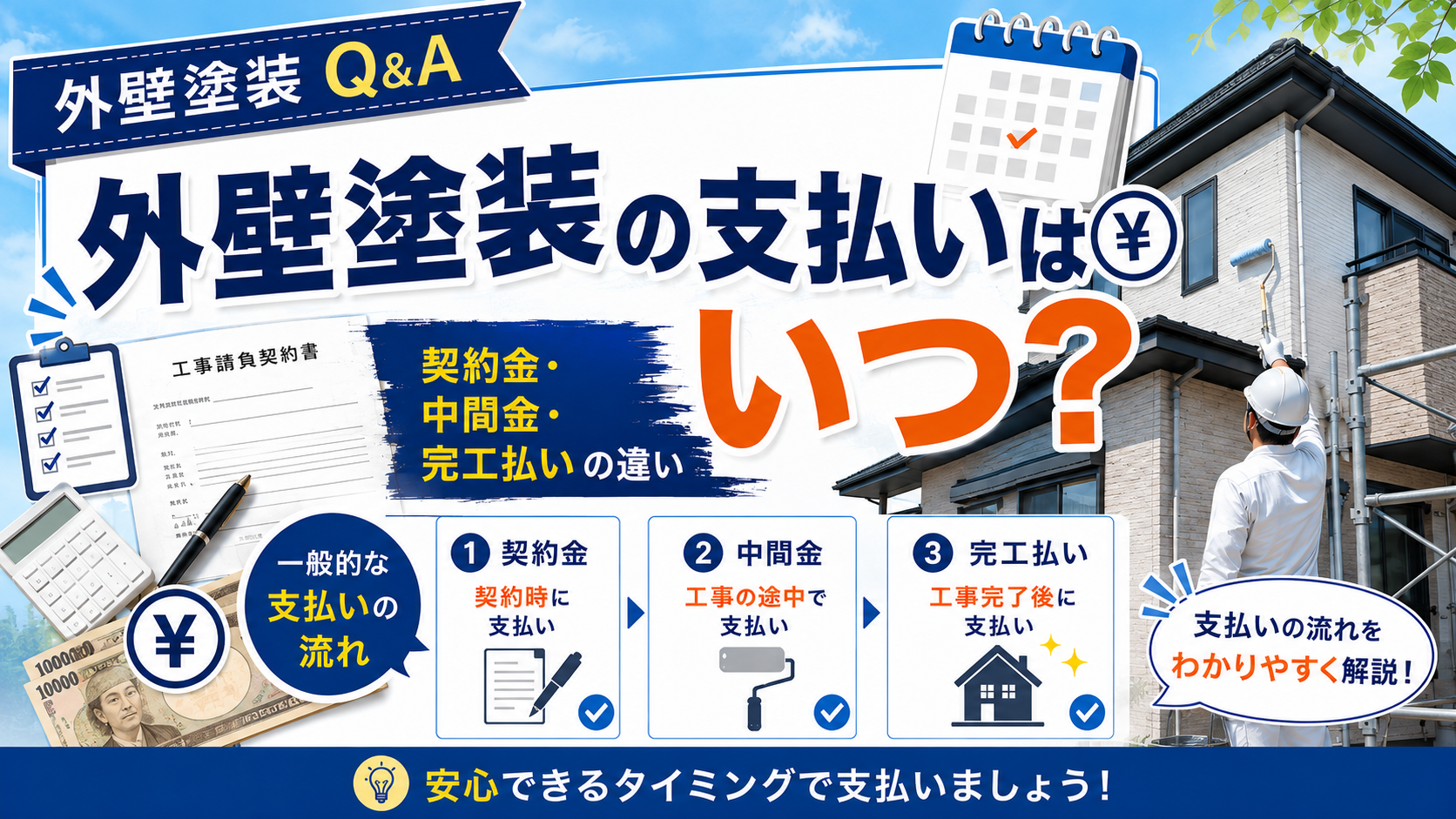 外壁塗装の支払いはいつ？